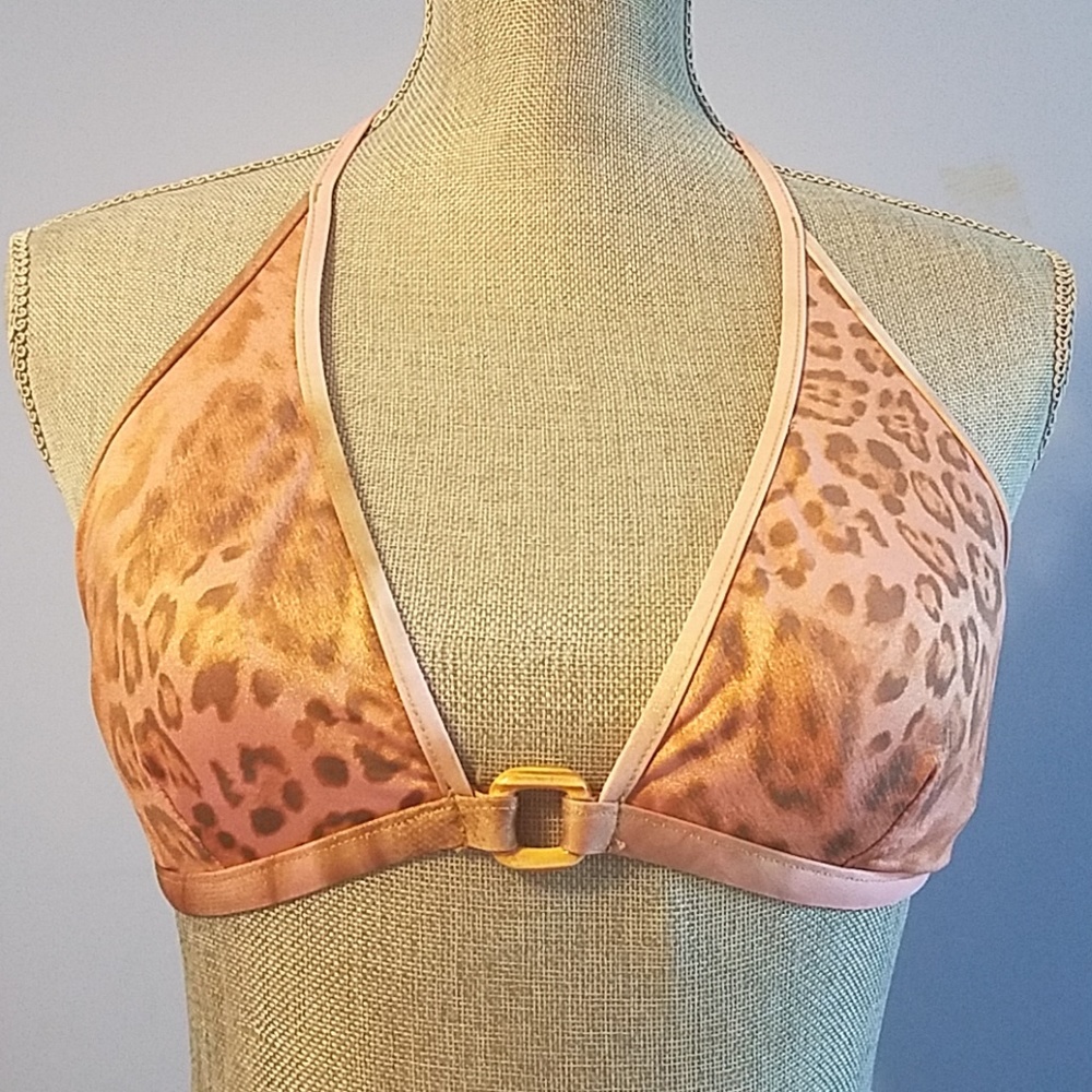 Shimmery pink and gold leopard bikini top